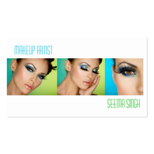 Makeup Artist cosmetics 3 faces Business Card Template (back side)