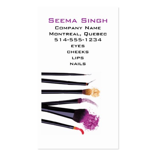 Makeup Artist Cosmetics Palette Business Cards (back side)
