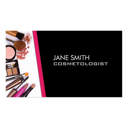 Makeup Artist Cosmetologist Cosmetology Elegant Business Card Template (front side)