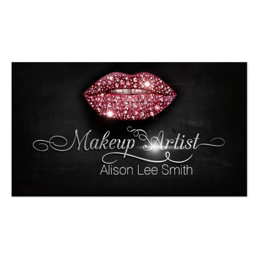 Makeup Artist/Diamonds Sparkle Lips Business Card (front side)
