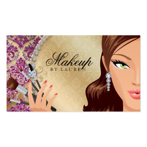 Makeup Artist Eyelash Brushes Cosmetology Pink g Business Cards