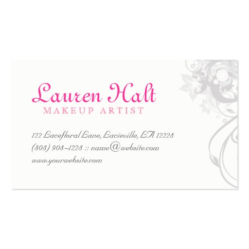 Makeup Artist Eyelash Curler Blush Brush Gray Business Card (back side)