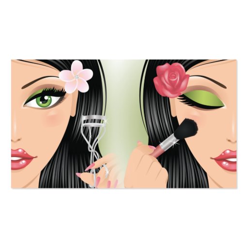 Makeup Artist Eyelash Curler Blush Brush Gray Business Card (front side)