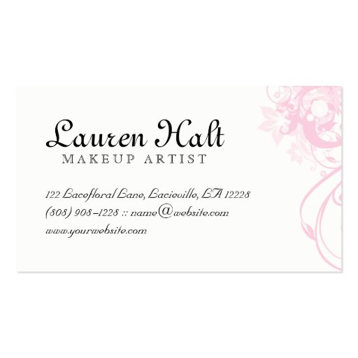 Makeup Artist Eyelash Curler Blush Brush Pink Business Card Template (back side)