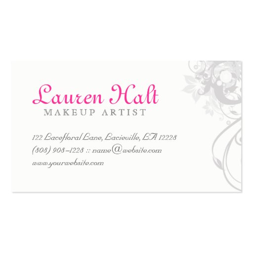 Makeup Artist Eyelash Curler Gray Business Cards (back side)