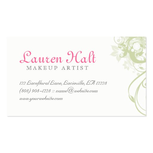 Makeup Artist Eyelash Curler Green Business Cards (back side)
