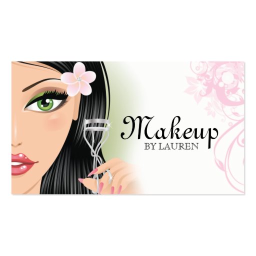 Makeup Artist Eyelash Curler Pink Business Cards (front side)