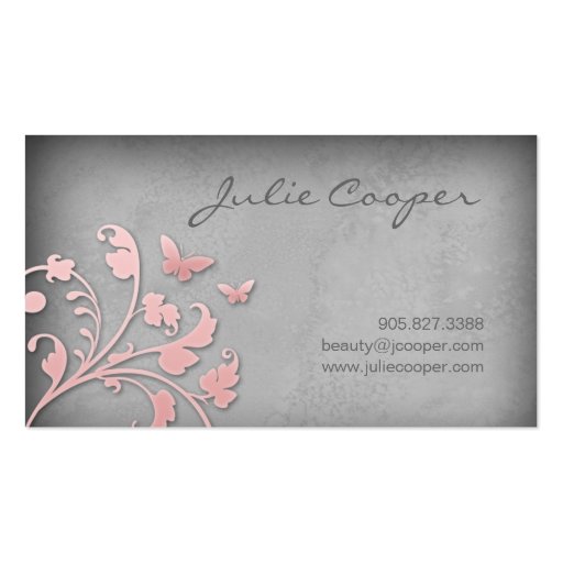 Makeup Artist Flower Butterfly Pink 2 Business Card (back side)
