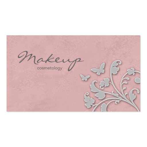 Makeup Artist Flower Butterfly Pink 2 Business Card (front side)
