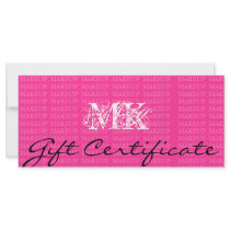 Makeup Artist Gift Certificate Pink Black Personalized Rack Card