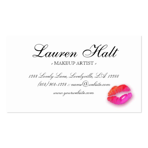 Makeup Artist Glossy Mini Lips Colorful Lights Business Card Templates (back side)
