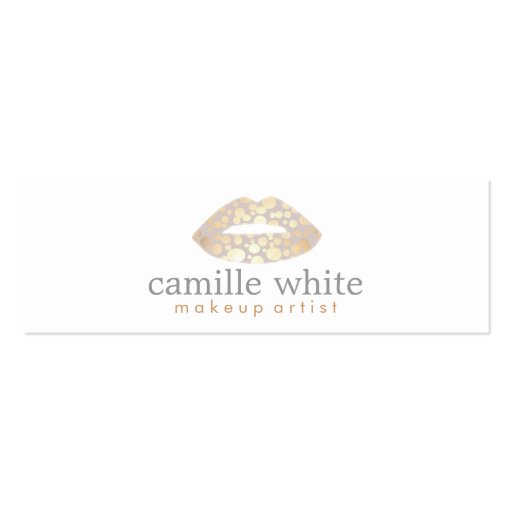 Makeup Artist Gold Lips Mini Business Cards (front side)