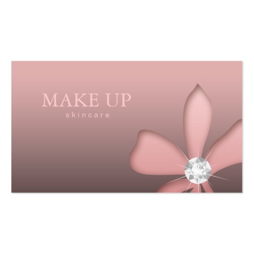 Makeup Artist Jewelry Pink Flower White Diamonds Business Cards (front side)