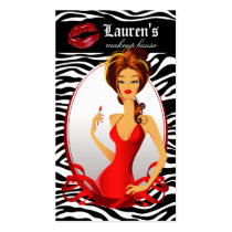 Makeup Artist Lips N Lipstick Red Zebra Black Business Card Template
