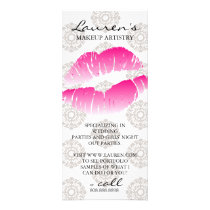 Makeup Artist Marketing Cards Beauty Lips Pink Full Color Rack Card