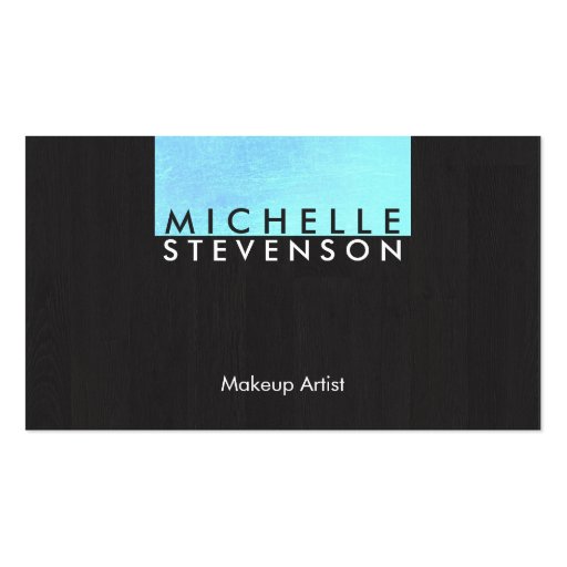 Makeup Artist Modern and Chic Turquoise and Black Business Cards (front side)