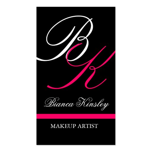 Makeup Artist Monogram Business Cards (front side)
