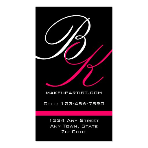 Makeup Artist Monogram Business Cards (back side)