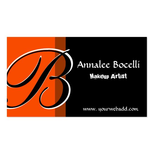 MakeUp Artist Monogram Elegant Business Card Template (front side)