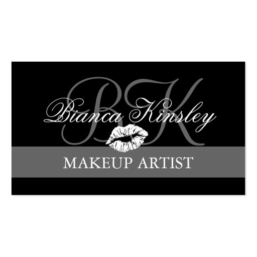 Makeup Artist Monograms Business Cards Black