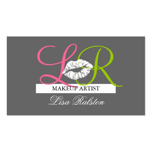Makeup Artist Monograms Business Cards Pink Grey Zazzle