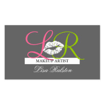 Makeup Artist Monograms Business Cards Pink Grey