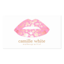 Makeup Artist Pink and Gold Lips Business Cards