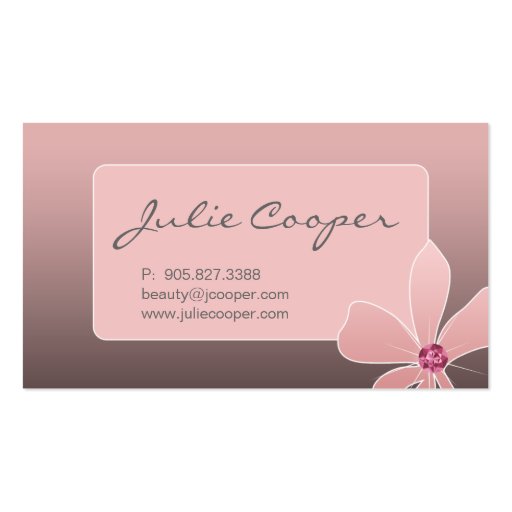Makeup Artist Pink Flower Diamond Business Cards (back side)