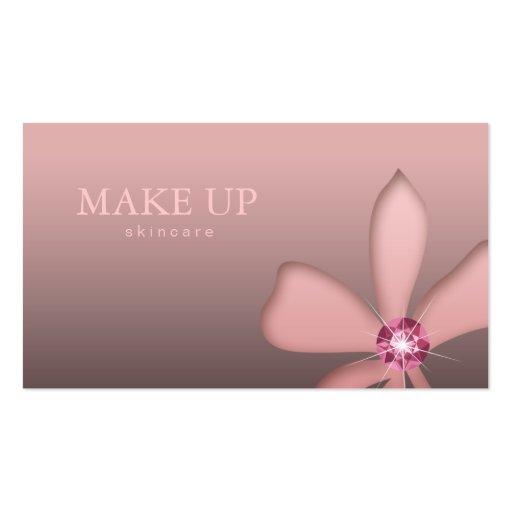 Makeup Artist Pink Flower Diamond Business Cards (front side)