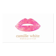 Makeup Artist Pink Sequin Lips Business Cards