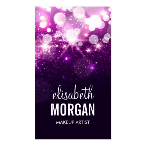Makeup Artist - Purple Glitter Sparkles Business Card Template (front side)