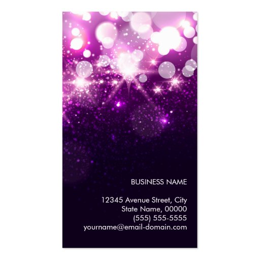 Makeup Artist - Purple Glitter Sparkles Business Card Template (back side)