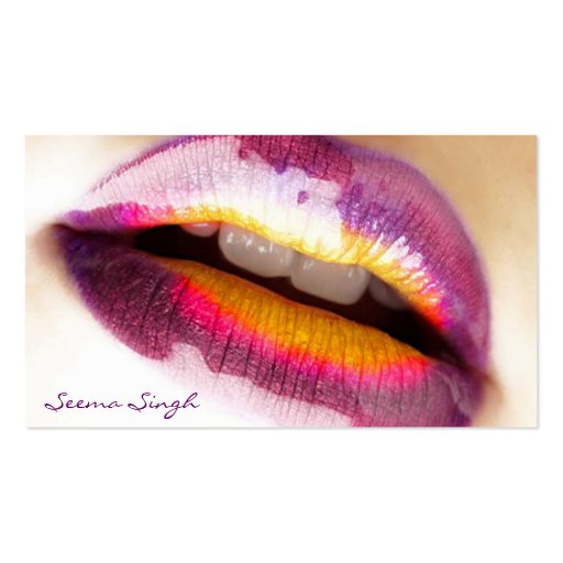 Makeup Artist Purple Lipgloss Business Card Template (front side)