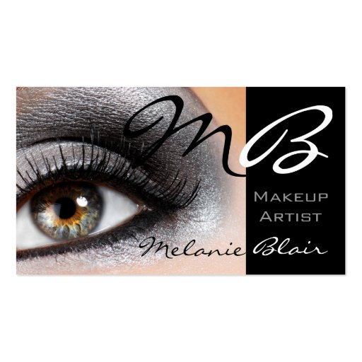 Makeup Artist Silver Smokey Eye Business Card (front side)