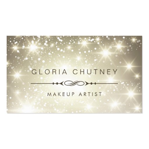 Makeup Artist - Sparkling Bokeh Glitter Business Card (front side)