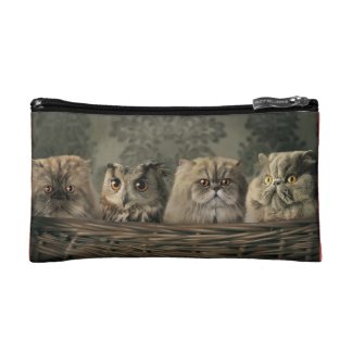 makeup bag with cats and owl