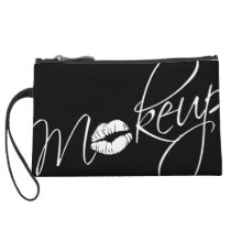 Makeup Bag Wristlet Purse Beauty Salon Black White bagettes bags