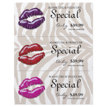 Makeup Beauty Flyer Glossy Red Lips Zebra RPP