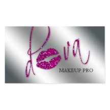 Makeup Business Card Diva Pink Sparkle Lips