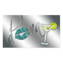 Makeup Business Card Diva Teal Sparkle Martini