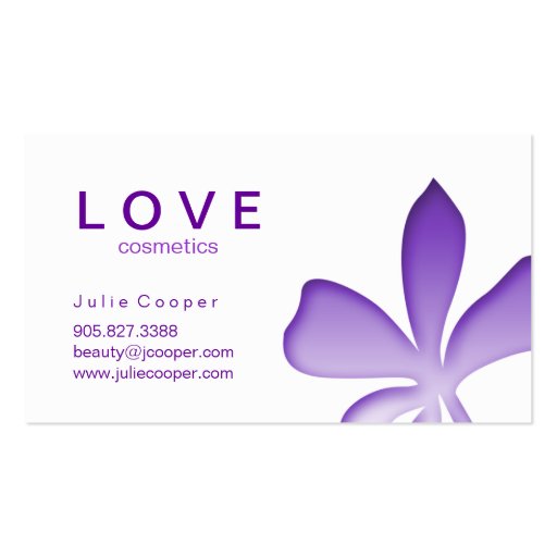 Makeup Business Card Flower Purple Cosmetics (back side)
