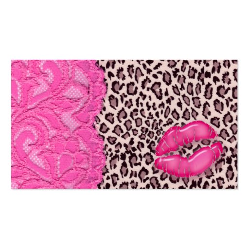 Makeup Business Card Leopard Lace Pink (front side)