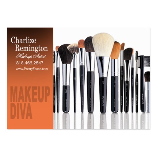 Makeup Diva Brushes - Cosmetologist Makeup Artist Business Cards (front side)