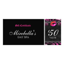 Makeup Gift Certificate Lips Lace Zebra Pink Red Rack Card Template