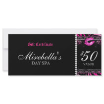 Makeup Gift Certificate Lips 'n Lace Zebra Rack Card Design