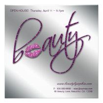 Makeup Invitation Open House Beauty Lips Purple invitations