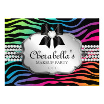 Makeup Party Invitation Zebra Rainbow Jewelry invitations