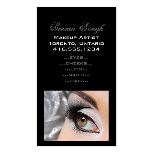 Makeup Smokey Eye Grey Business Card Template (front side)