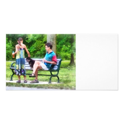 Making a New Friend in the Park Customized Photo Card