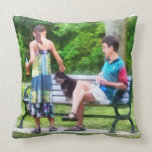 Making a New Friend in the Park Pillow